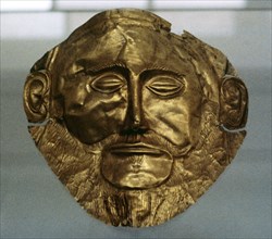Mask of Agamemnon, gold funeral mask. Mycenae .1550-1550 BC. Greece.
