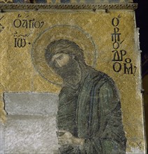 Byzantine mosaic icon of St. John the Baptist.