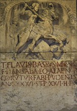 Roman funerary stele of the cavalryman Flavius Bassus.