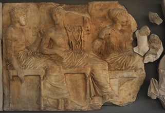 Poseidon, Apollo and Artemis in the meeting of gods.