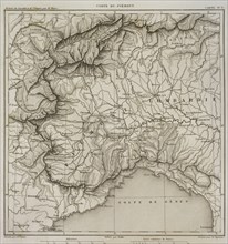 Napoleonic map of Piedmont, northwest of Italy.
