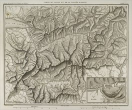 Napoleonic map of Valais and Aosta Valley.