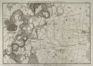 Napoleonic map of the surroundings of Alessandria della Paglia and the plain of Marengo.