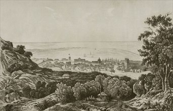 Island of France. Panoramic view of Port-Louis.