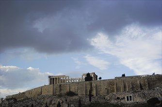 View of Acropolis. Walls and temple.