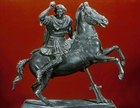 Alexander the Great riding Bucephalus.