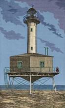 Lighthouse at 'Punta de la Banya'. Mouth of the Ebro river.