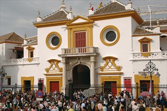 Real Maestranza (bullring). People outside the building.
