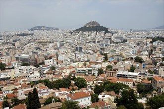 Panoramic of the city and Mount Lycabettus.