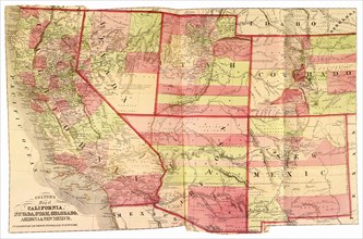 Map of California, Nevada, Utah, Colorado, Arizona & New Mex