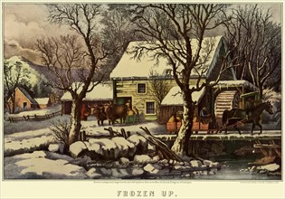 House in Winter with Oxen