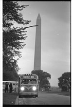 Bus leaving near the Washington Monument, after the March on Washington