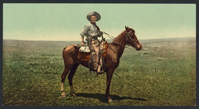 Circa 1898-1905 -  A cowboy. Photochrome