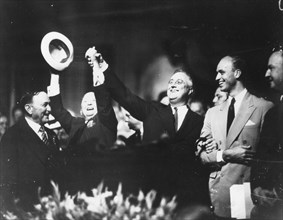 FDR and his running mate John Nance Garner at the 1936 Democratic National Convention. New York.