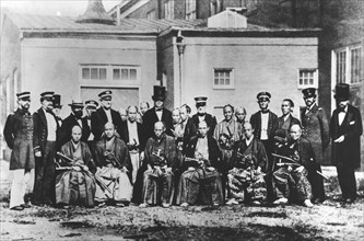 The first Japanese diplomatic mission to the U.S., with their hosts, at the Washington Navy Yard. Washington, DC, 1860.