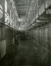 Corridor of Cell Block 'A' in Alcatraz Prison, San Francisco, CA, circa 1955