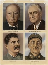 Churchill, FDR, Stalin, Chiang WWII Poster