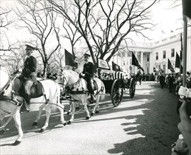 Funeral Caisson leaving White House