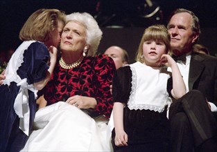 Vice President and Mrs. Bush Their Granddaughters, Barbara and Jenna Bush, at the Inaugural Gala in Washington, DC 1 19 1989.