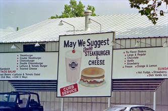 Steak n Shake Curb service sign at a restaurant in Springfield, MO circa 1992.