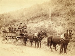 Wells Fargo Express Co. Deadwood Treasure Wagon and Guards with $250,000 gold bullion from the Great Homestake Mine, Deadwood, S.D., 1890 .