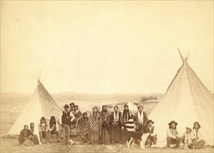 The Indian Girl's Home. A group of Indian girls and Indian police at Big Foot's village on reservation 1890.