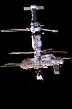 November 1995 - This image of the Russian Mir Space Station was photographed by a crewmember of the STS-74 mission when the Orbiter Atlantis was approaching the Mir Space Station.