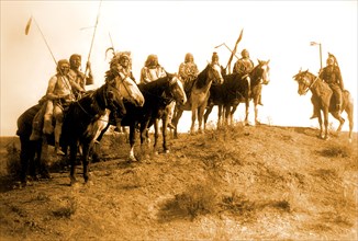 Edward S. Curits Native American Indians - Apsaroke Indians on horseback circa 1908.