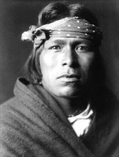 Edward S. Curtis Native American Indians - portrait of an Acoma Indian man circa 1905.