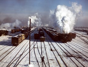 C & NW RR [i.e. Chicago and North Western railroad], a general view of a classification yard at Proviso Yard, Chicago, Ill. December 1942.