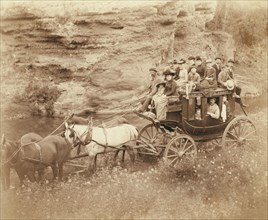 Tallyho Coaching. Sioux City party Coaching at the Great Hot Springs of Dakota 1889.