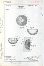Patent Drawing for E. Kempshall's Golf Ball 1902.
