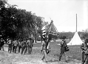 Confederate Reunion: North Carolina Veterans with flag circa 1917.