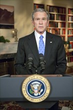 President George W. Bush concludes his address to the nation Wednesday evening, Jan. 10, 2007, from the White House Library.