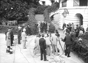 Photographers outside White House with Hoover circa 1931.