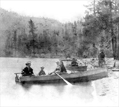 California History - Moonlight on the Beach at Donner Lake, Placer County circa 1866.