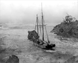 California History - Ship off the coast of California circa 1866 .