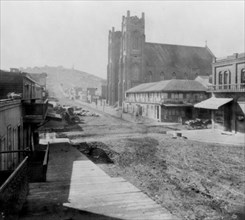 California History - From corner Green and Kearny Streets, San Francisco, looking Northwest circa 1866.