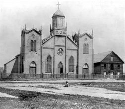 California History - The Mission Church at Santa Cruz circa 1866.