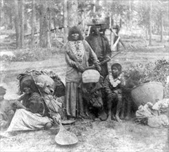 California History - Washoe Indians--The Chief's Family circa 1866.