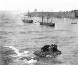 California History - Harbor at Noyo, looking North, Mendocino County circa 1866.