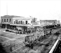 California History - Main and El Dorado Streets, Stockton, San Joaquin County circa 1866.