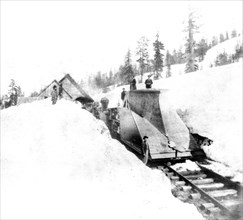 California History - Snow Plow of the Central Pacific R.R. Company - Near Cisco circa 1866.