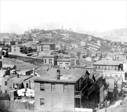 California History - Russian Hill from corner of Mason and Sacramento, San Francisco circa 1866.