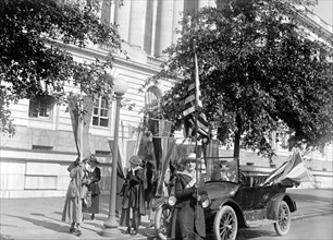 Woman Suffrage Movement - Suffragettes with banners Washington D.C. circa 1918.