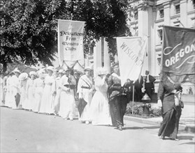 Woman Suffrage Movement - Woman Suffragettes marching on the Treasury Department in Washington D.C. circa 1919.