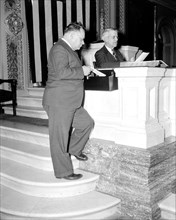 How a bill become a law. Having completed his draft of the law-to-be, Representative Maverick introduces his bill by dropping it in the hopper proved for that purpose circa 1937 or 1938.
