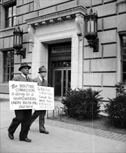 Pickets at the Department of Commerce protesting Maritime Board decisions circa 1938.