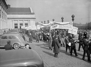 Marchers in a silk parade in Washington D.C.  circa 1938.