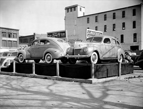 Ford Motor Company display at corner of 13th and E. Streets in Washington D.C. circa November 1938.